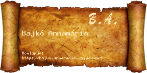 Bajkó Annamária névjegykártya